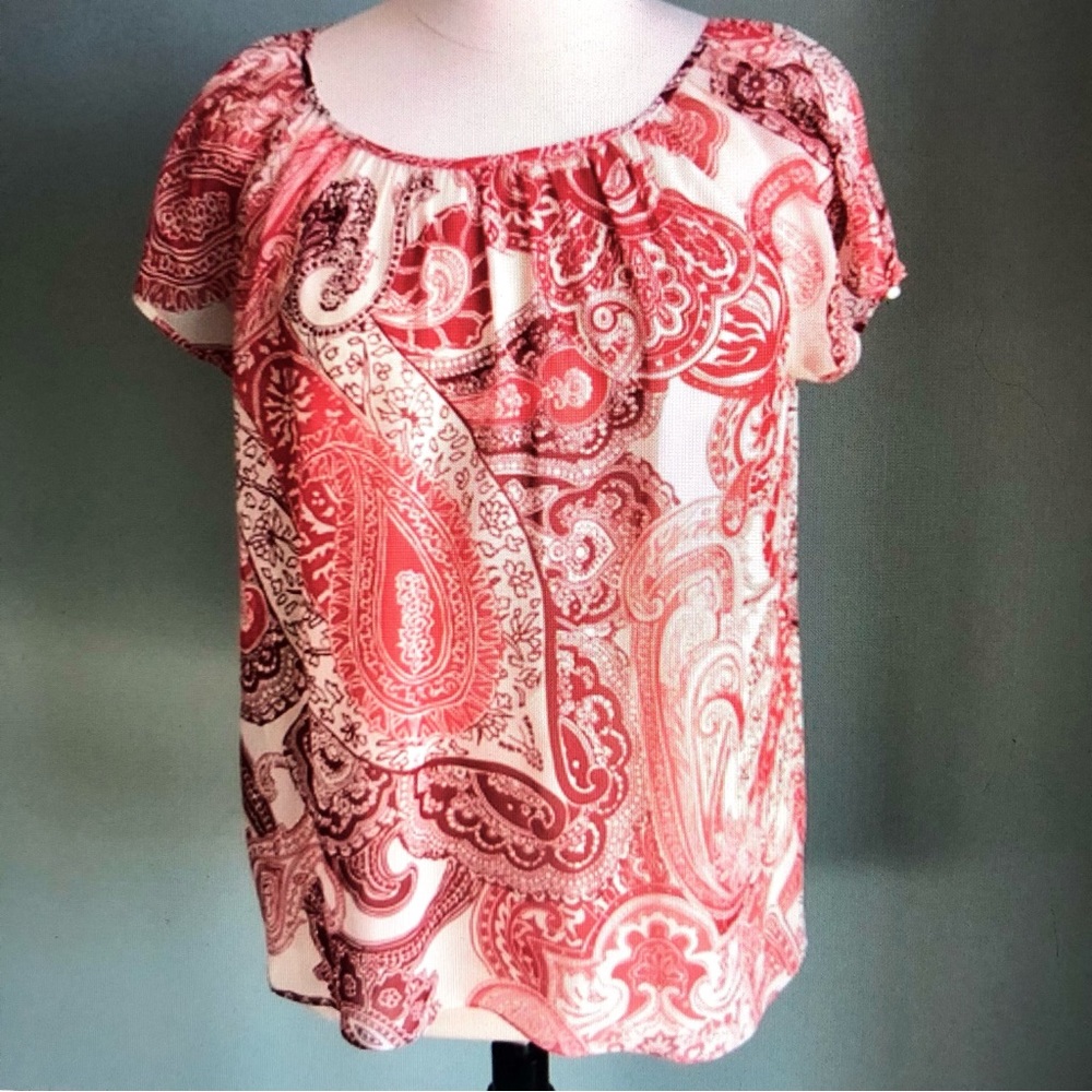 Chico’s Silk Print Top Blouse Size 12
